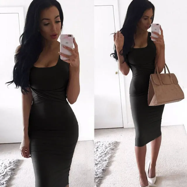 2017 Summer Women Sexy Sleeveless White Tank Bodycon Dress Cross Criss Cotton Blend Club Party Slim Dresses vestidos Black Dress