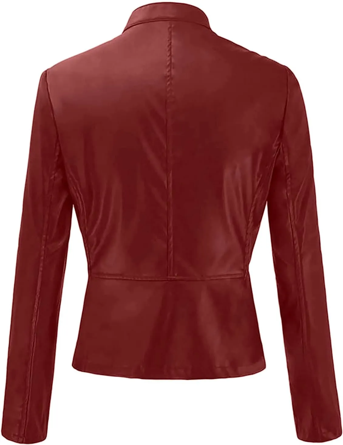 5665 Womens Winter Leather Jackets Black Zip Motorcycle Jacket Quilted Lightweight Coat Vegan Pu Leather Outerwear