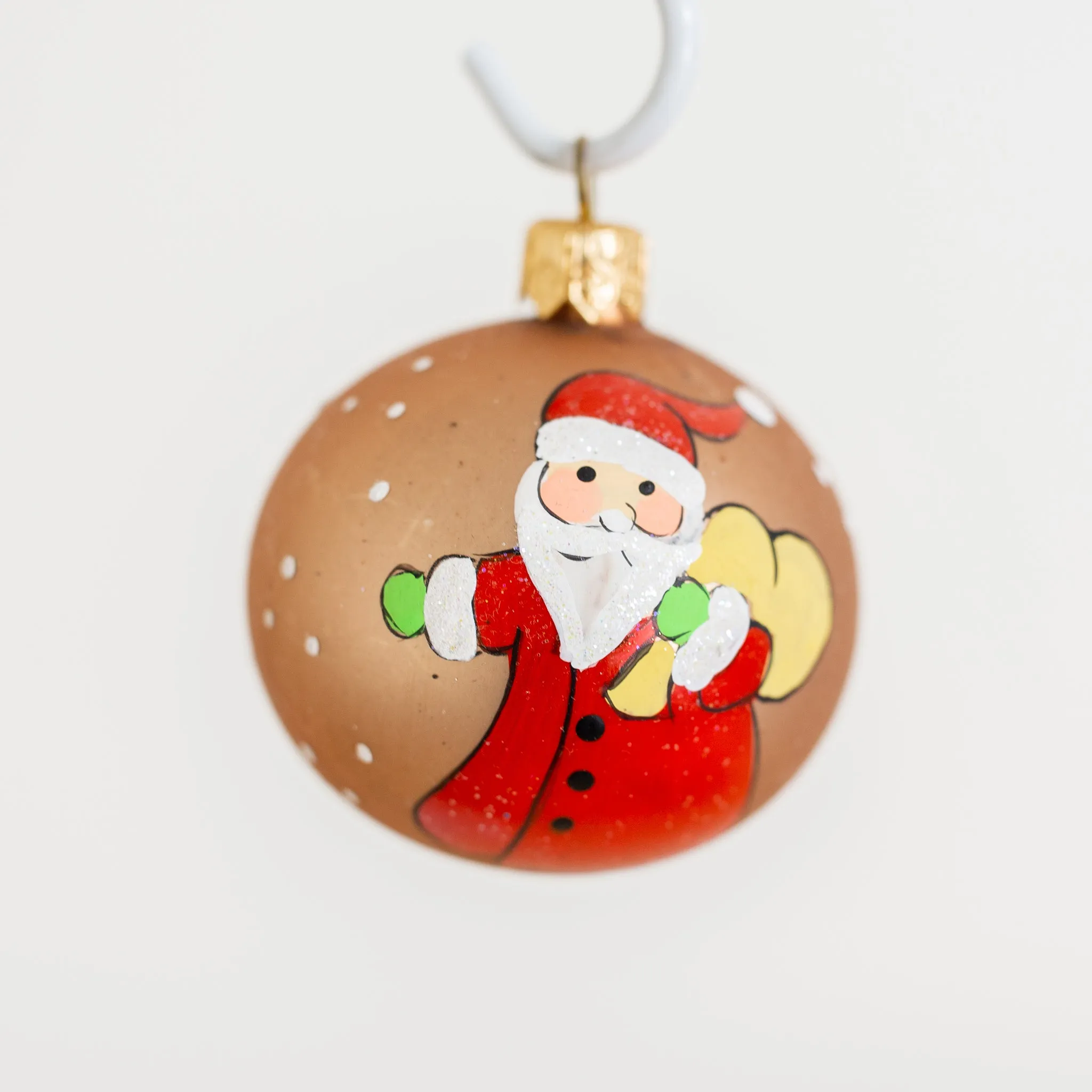 60mm santa with sack hand painted bauble