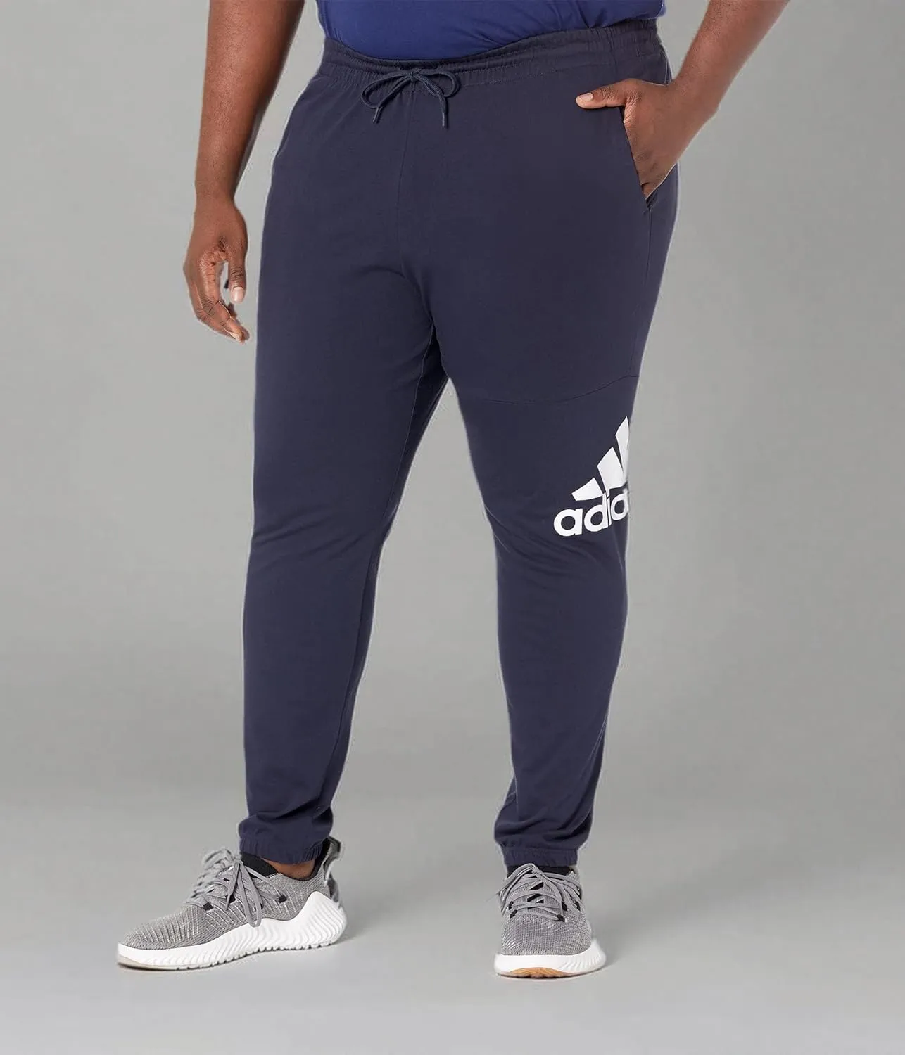 adidas Mens Essentials Logo Tapered Badge Sweatpants Training Casual - Black