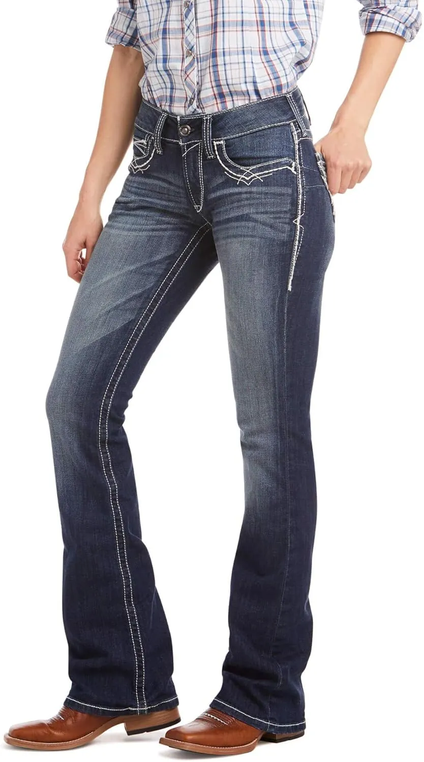 ARIAT Women's R.E.A.L. Mid Rise Stretch Entwined Boot Cut Jean