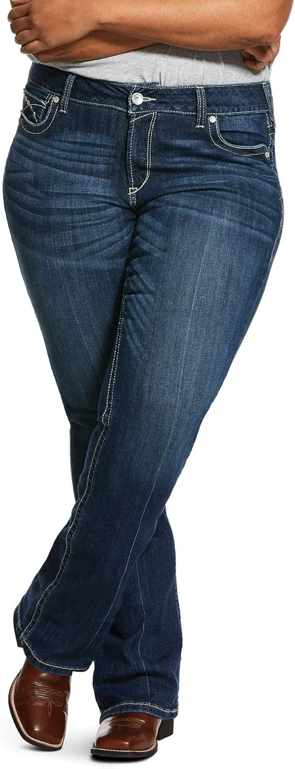 ARIAT Women's R.E.A.L. Mid Rise Stretch Entwined Boot Cut Jean
