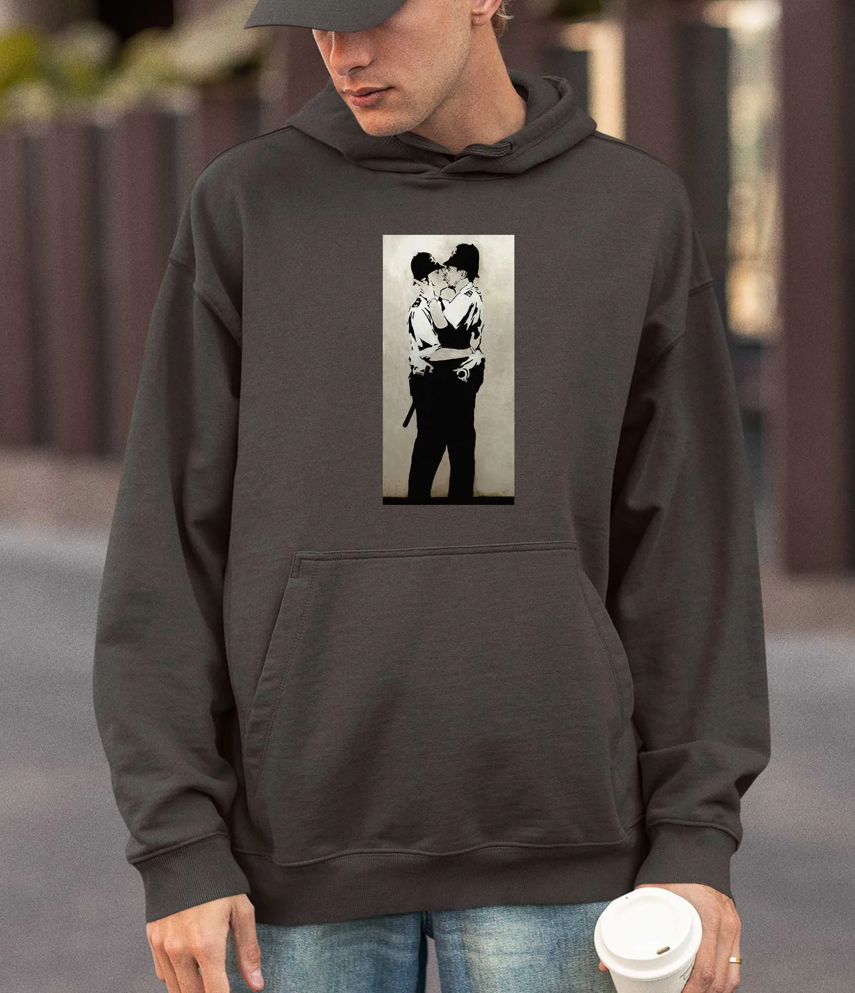 Banksy Hoodie - Kissing Coppers