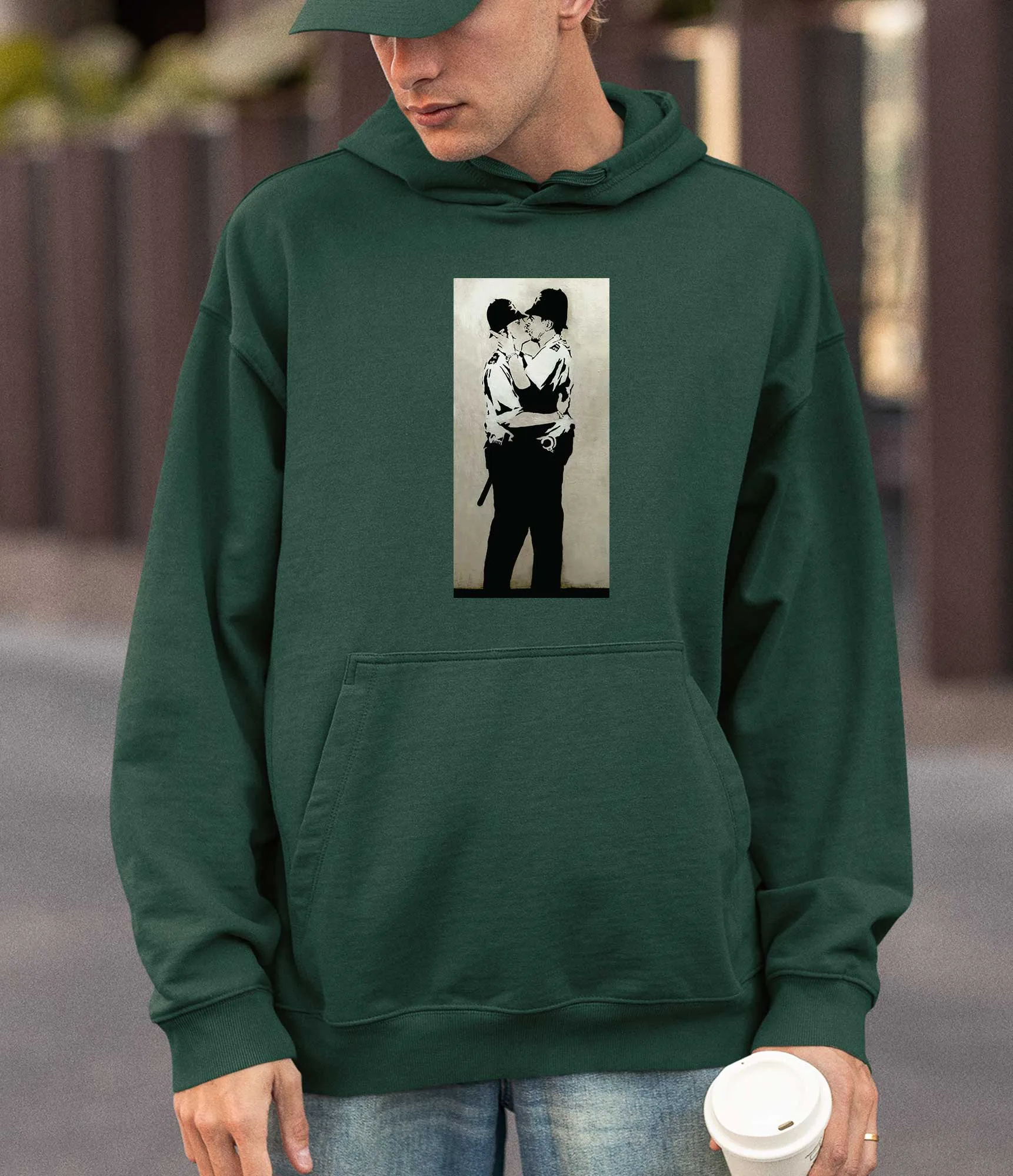 Banksy Hoodie - Kissing Coppers