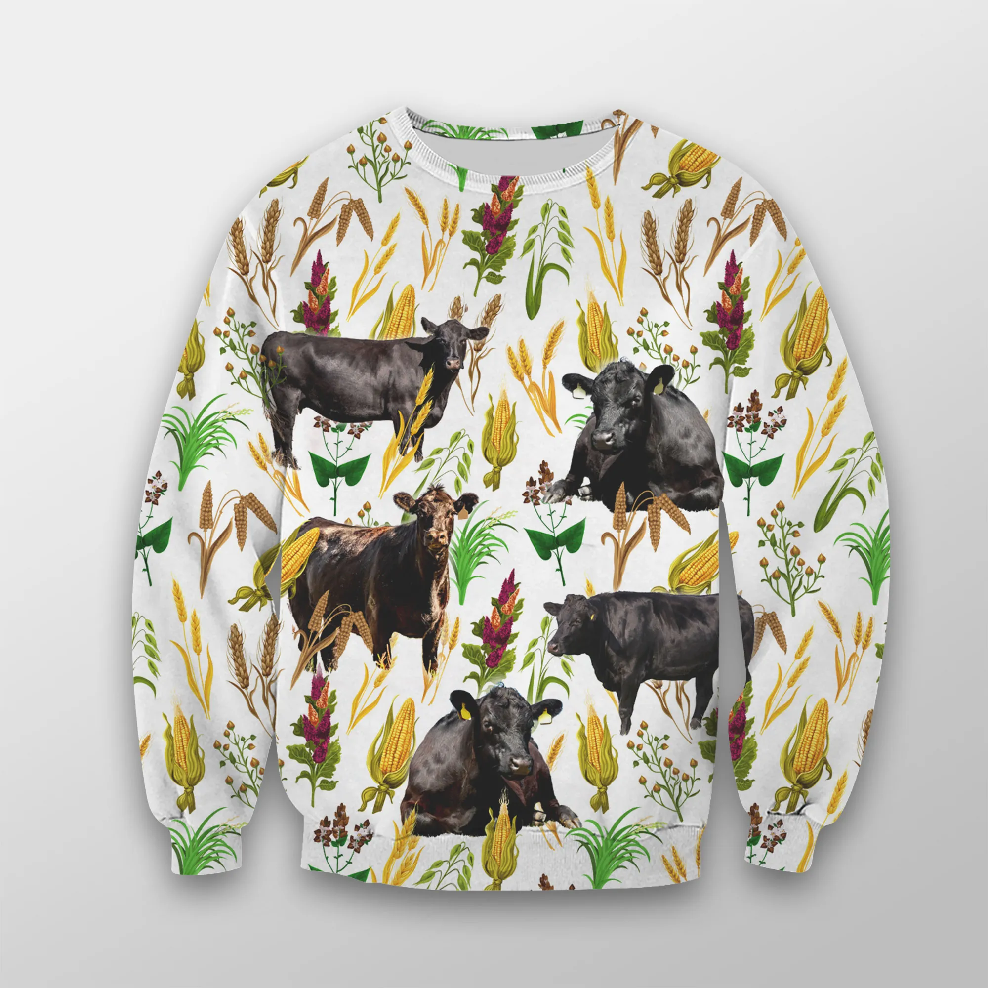 Black Angus Farm Wheat Pattern Fleece Sweatshirt Christmas Shirt
