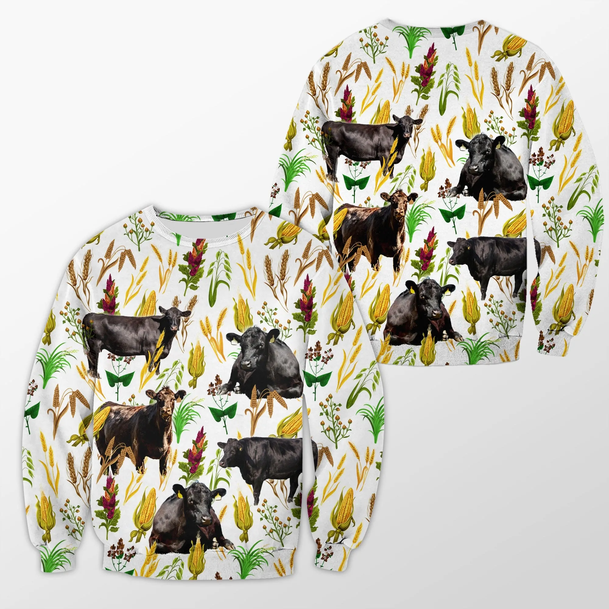 Black Angus Farm Wheat Pattern Fleece Sweatshirt Christmas Shirt