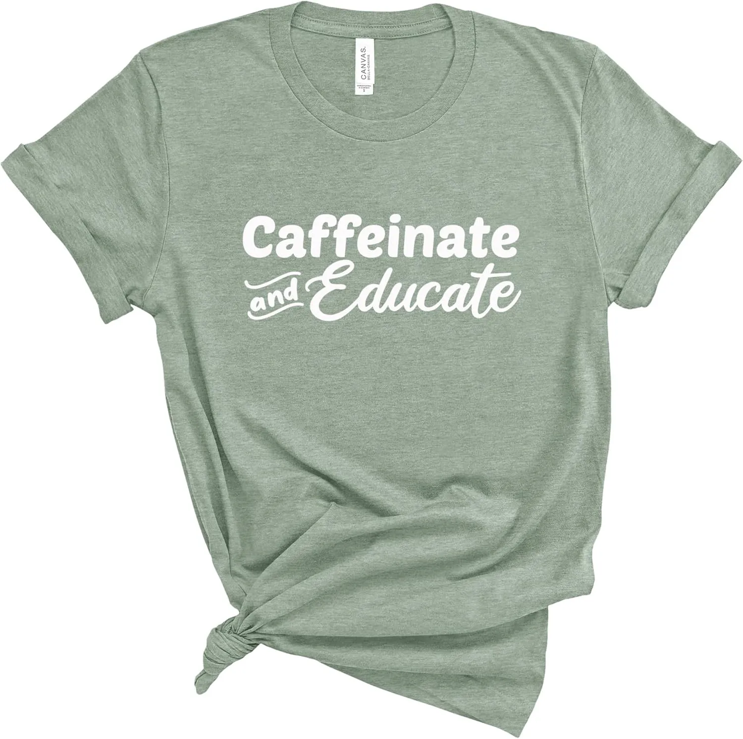 Blue Sand Textiles Caffeinate and Educate Shirt. Teacher Shirt. Unisex Coffee T-Shirt. Teacher Clothes. Teacher Outfits.