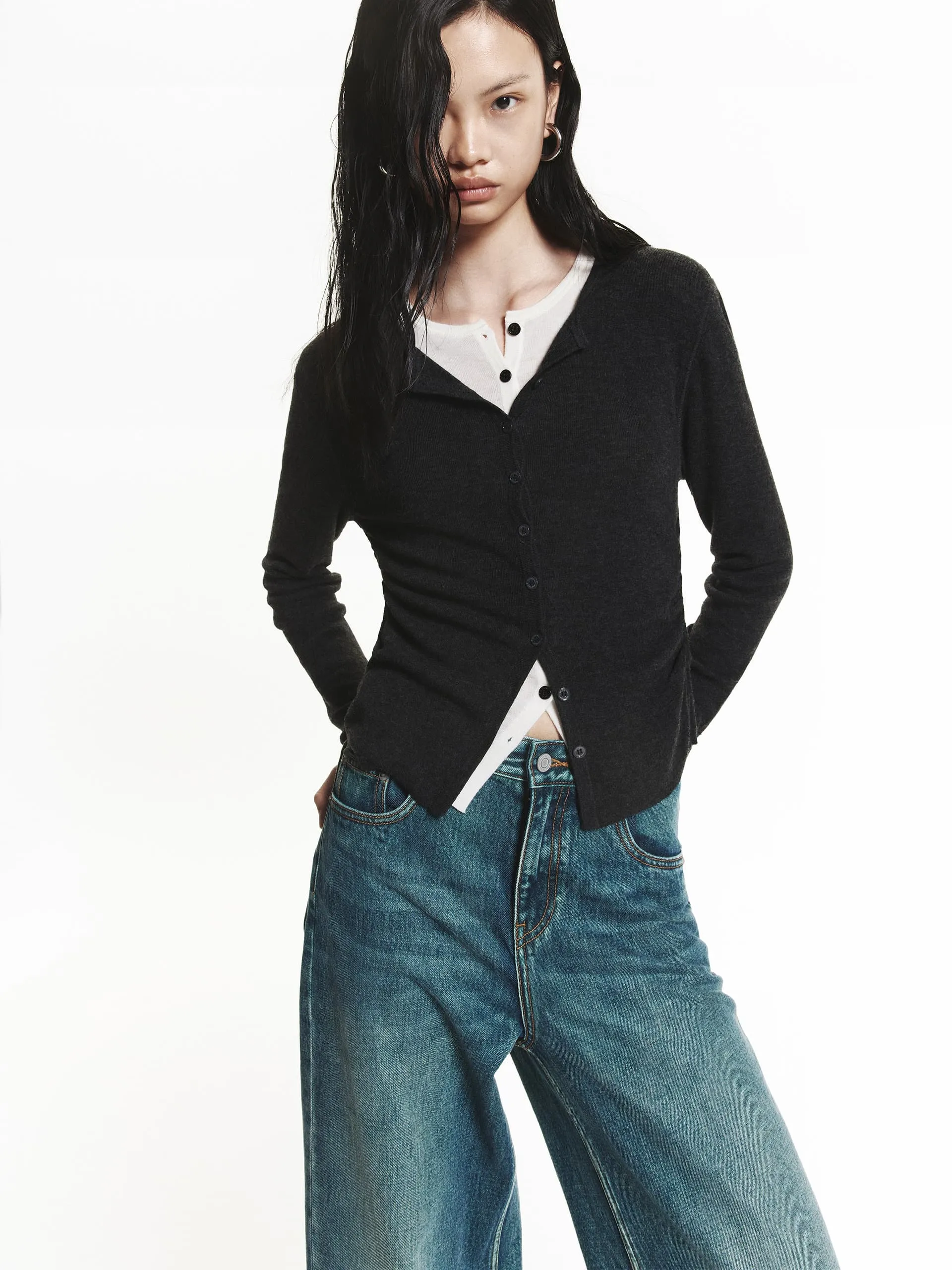 Blue Wash Wide Leg Jeans