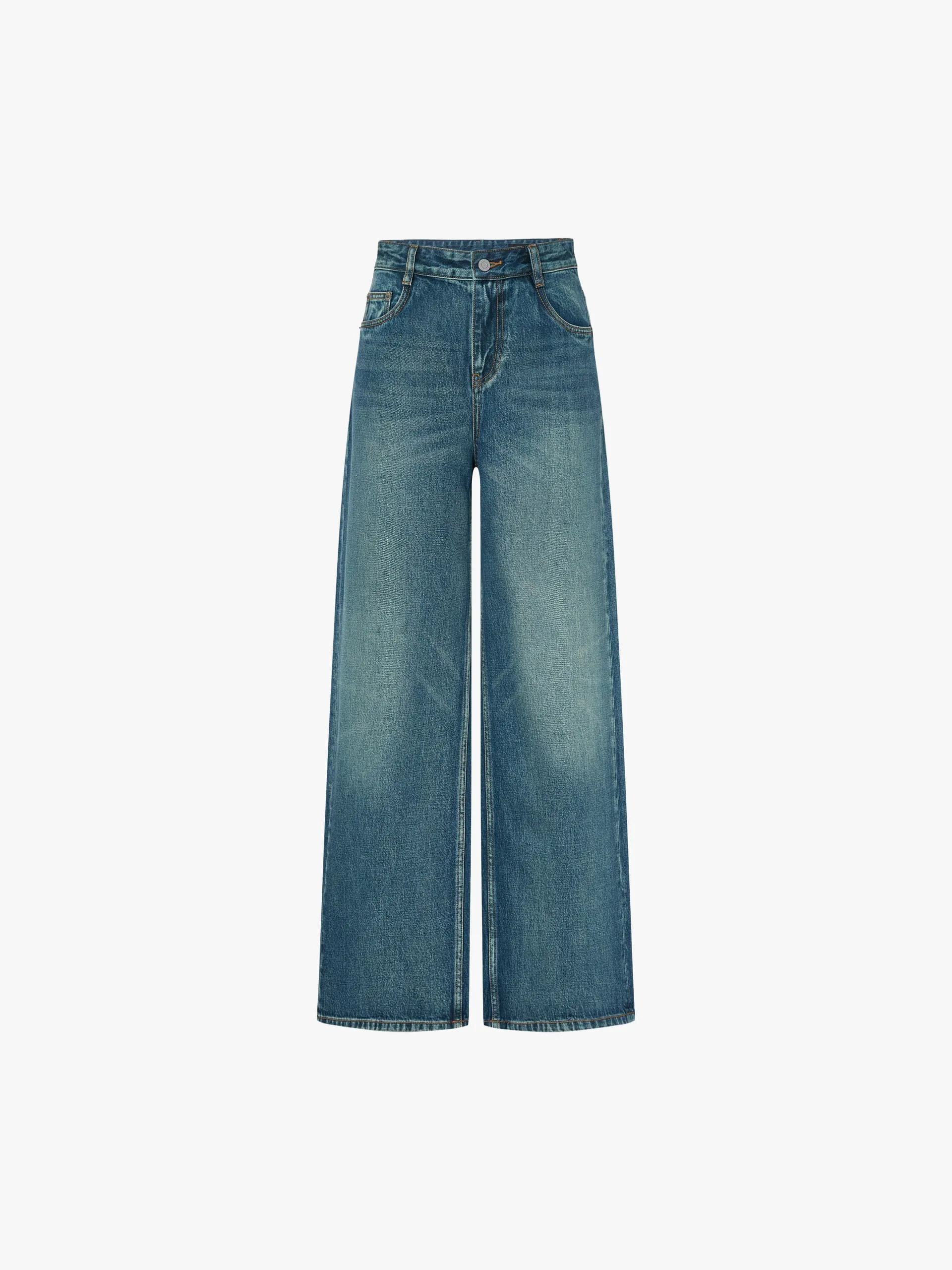 Blue Wash Wide Leg Jeans