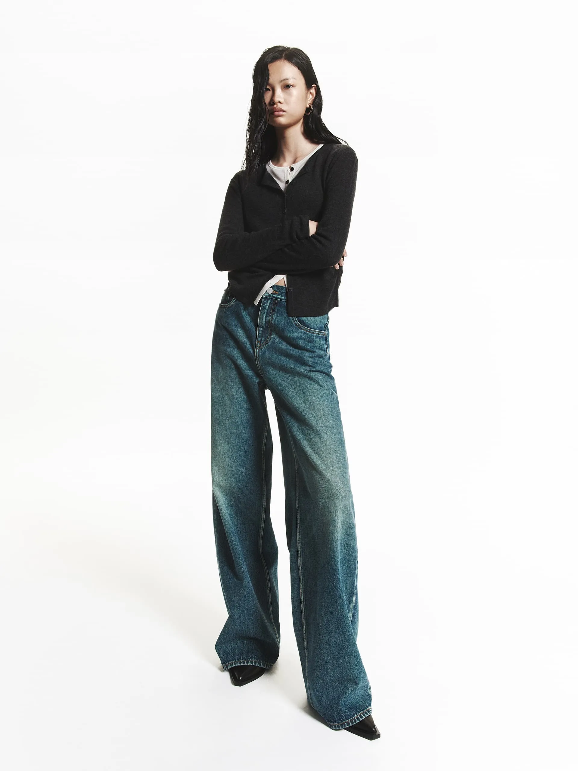Blue Wash Wide Leg Jeans