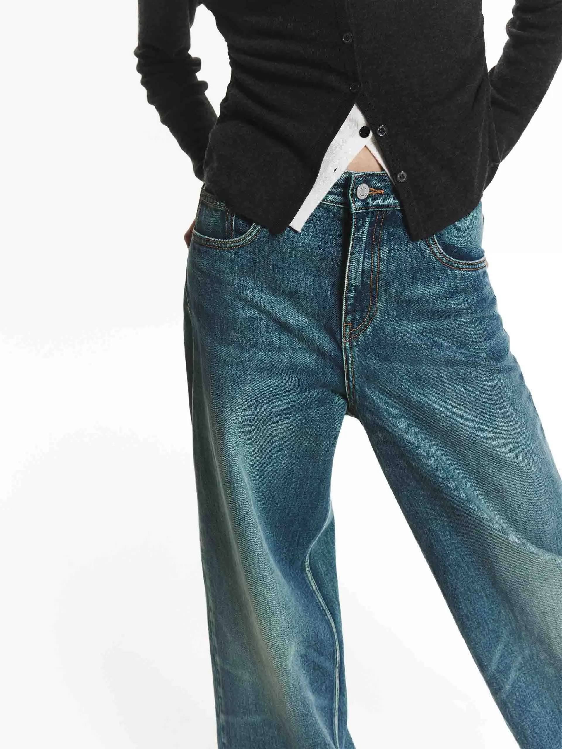 Blue Wash Wide Leg Jeans