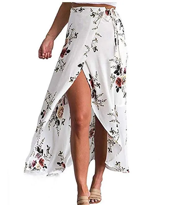Bohemian style irregular split beach summer skirt