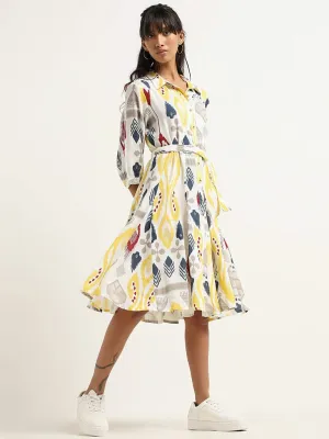 Bombay Paisley White Printed Cotton Dress