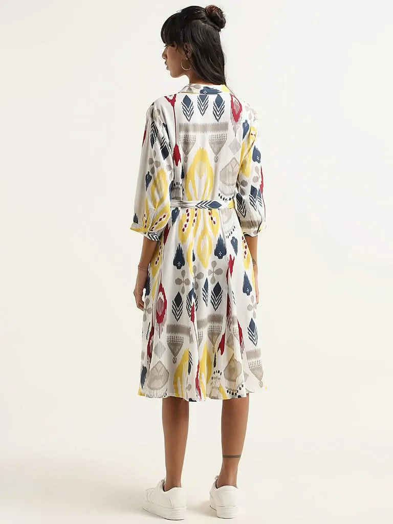 Bombay Paisley White Printed Cotton Dress