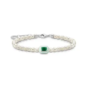 Bracelet Pearls With Green Stone