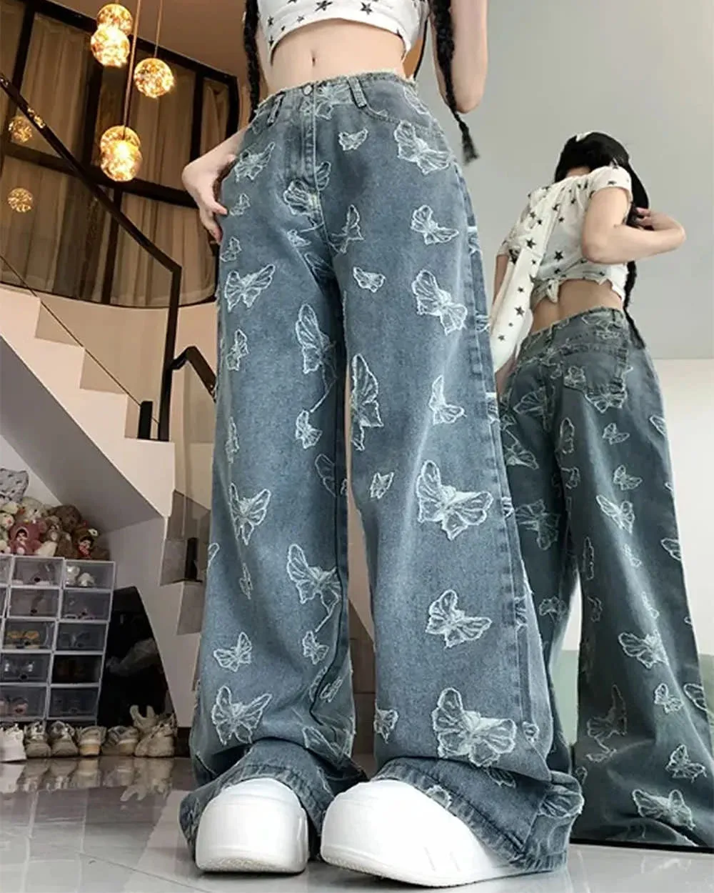 Butterfly Aesthetic Wide Leg Jeans