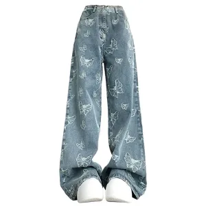 Butterfly Aesthetic Wide Leg Jeans