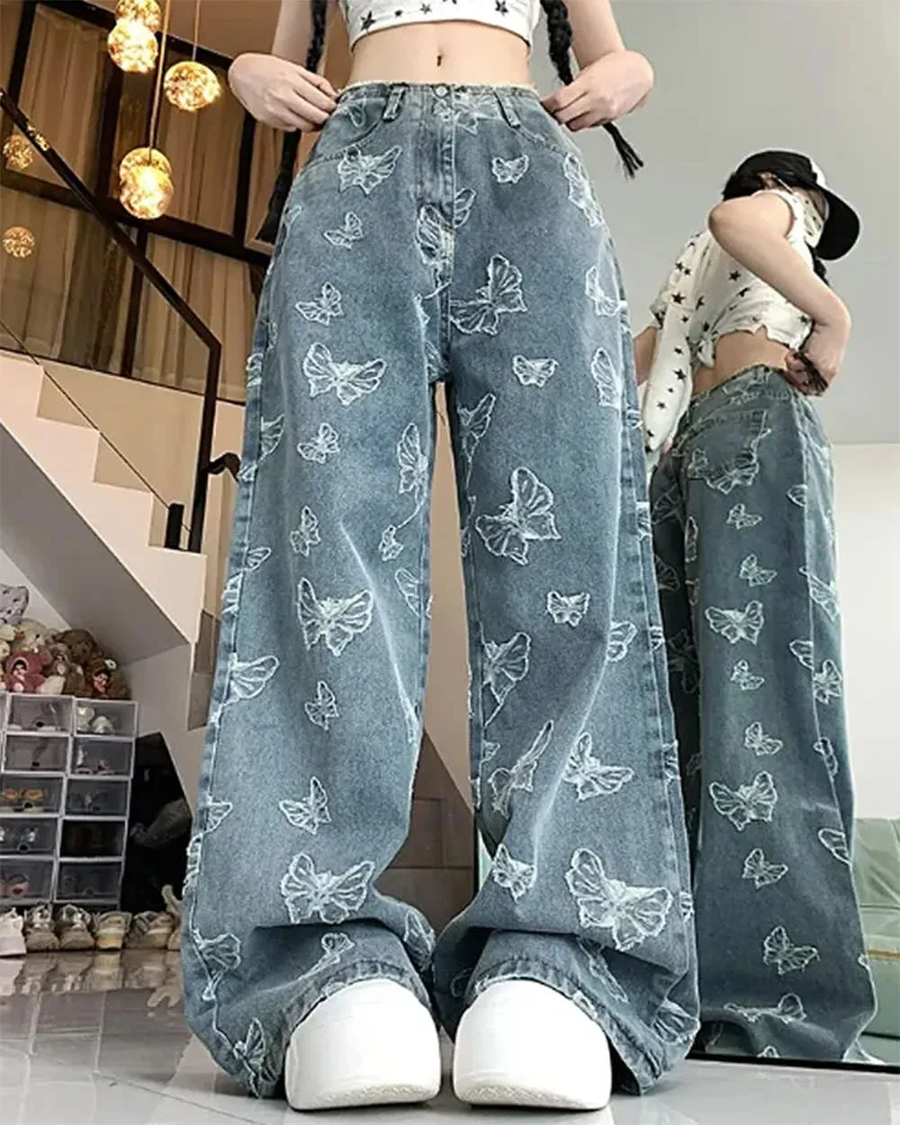 Butterfly Aesthetic Wide Leg Jeans