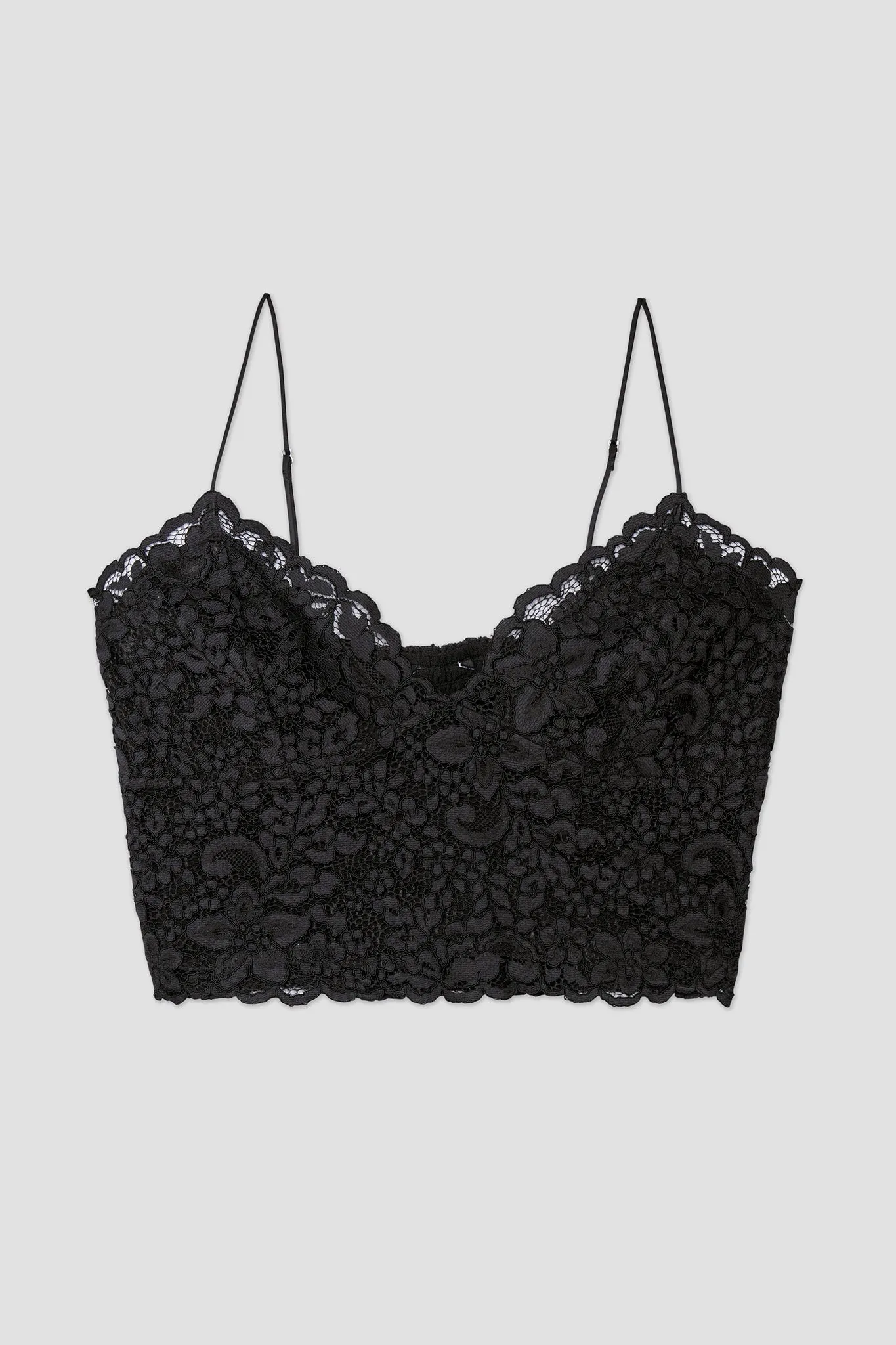 Camille Lace Straps Crop top (Black)