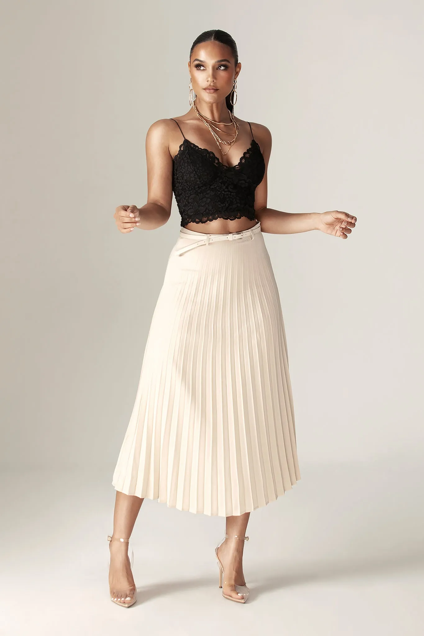 Camille Lace Straps Crop top (Black)