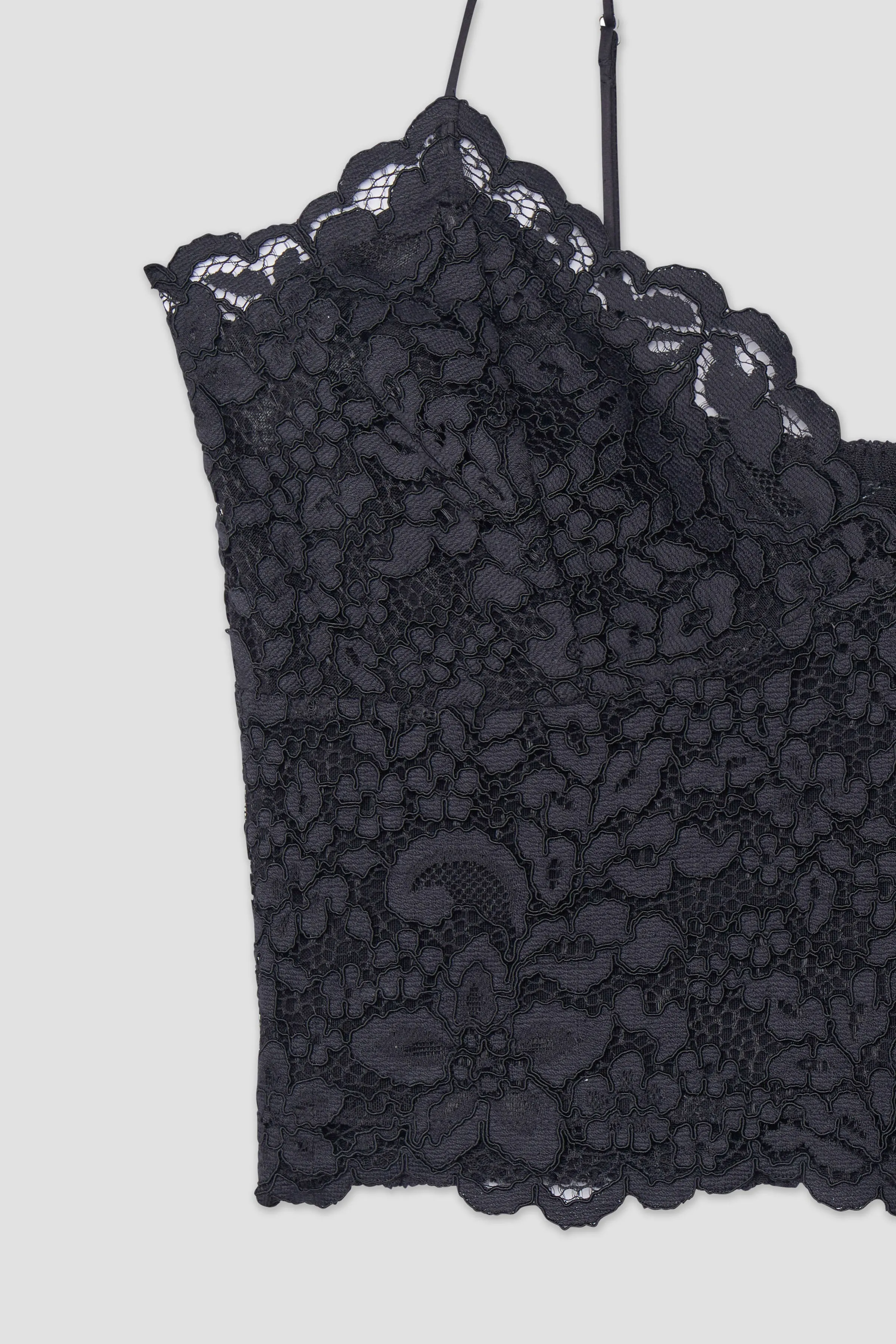 Camille Lace Straps Crop top (Black)