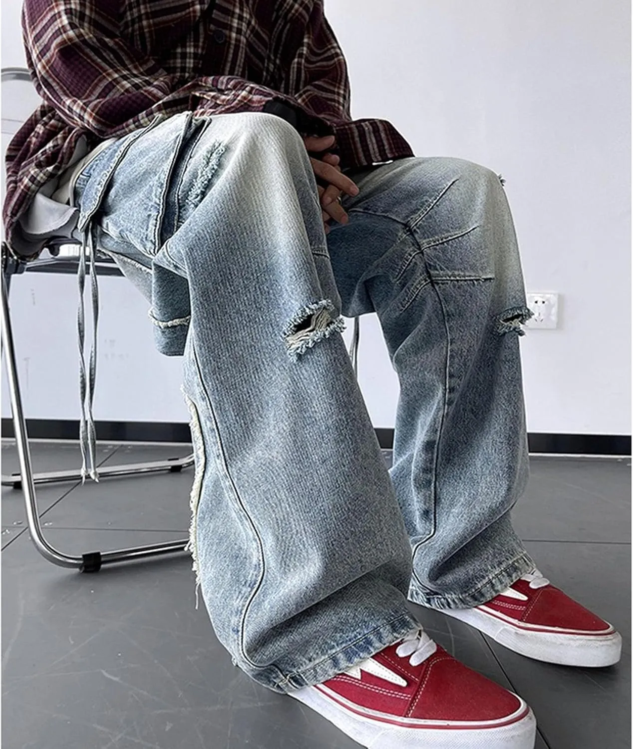 Cargo Jeans for Men Baggy Jeans for Men Mens Straight Leg Jean Ripped Jean Mens Fashion Hip Hop Grunge