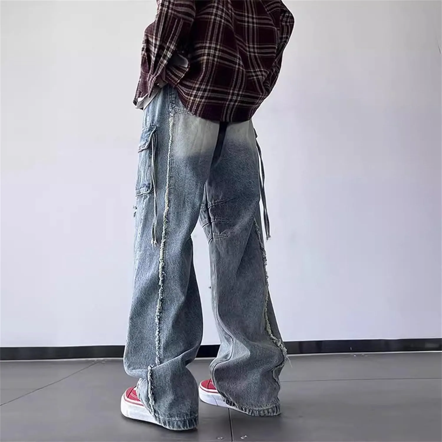 Cargo Jeans for Men Baggy Jeans for Men Mens Straight Leg Jean Ripped Jean Mens Fashion Hip Hop Grunge