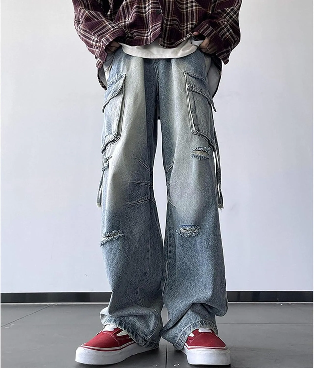 Cargo Jeans for Men Baggy Jeans for Men Mens Straight Leg Jean Ripped Jean Mens Fashion Hip Hop Grunge