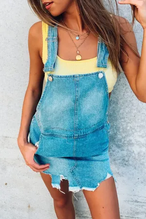 Casual Street Solid Ripped Make Old Pocket Straight Denim Dresses