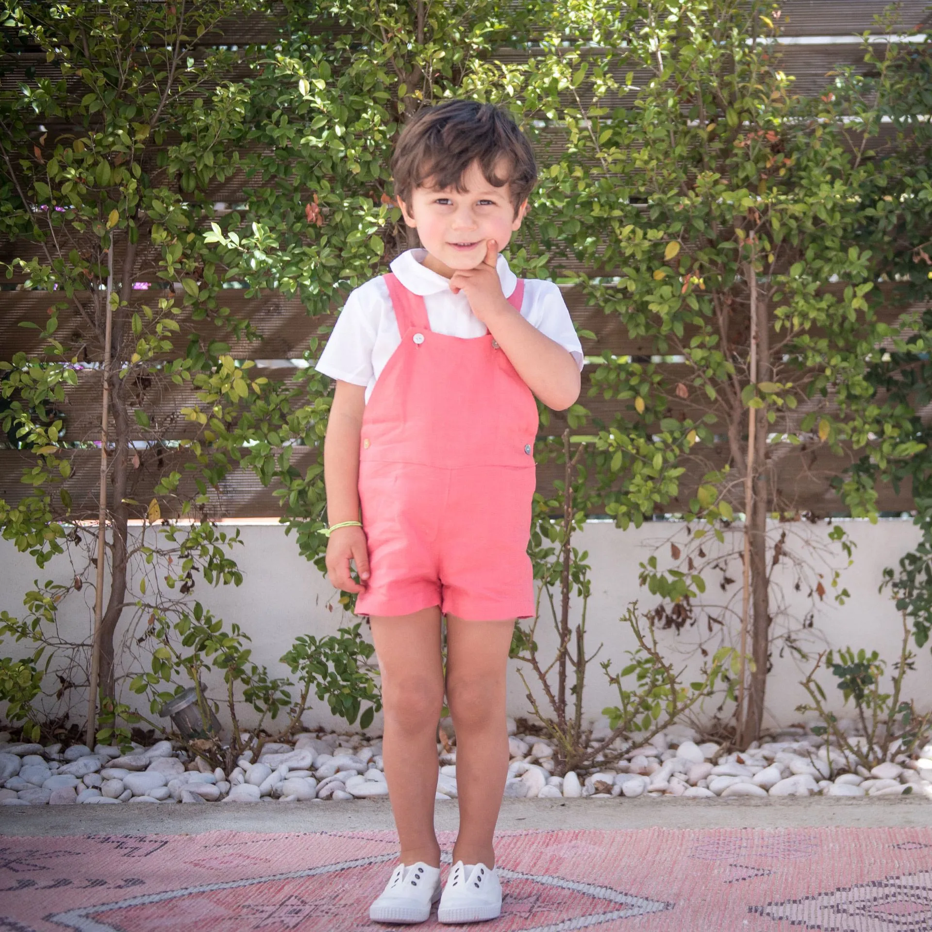 Coral Linen Shortalls