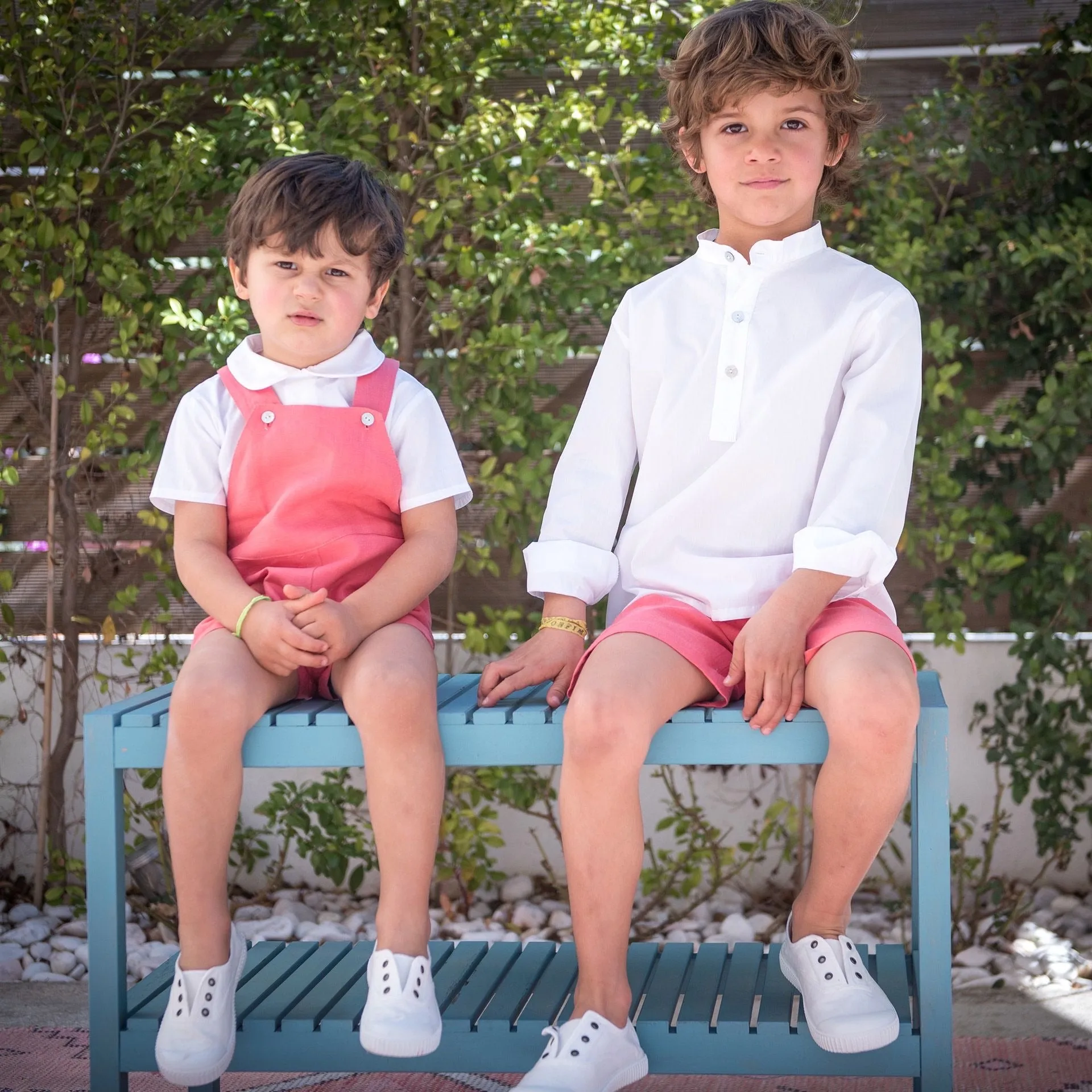 Coral Linen Shortalls