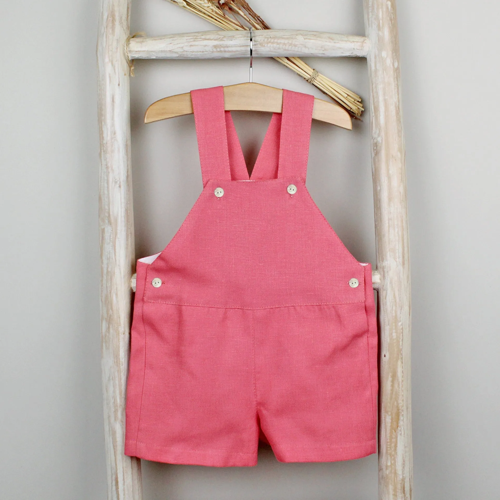 Coral Linen Shortalls