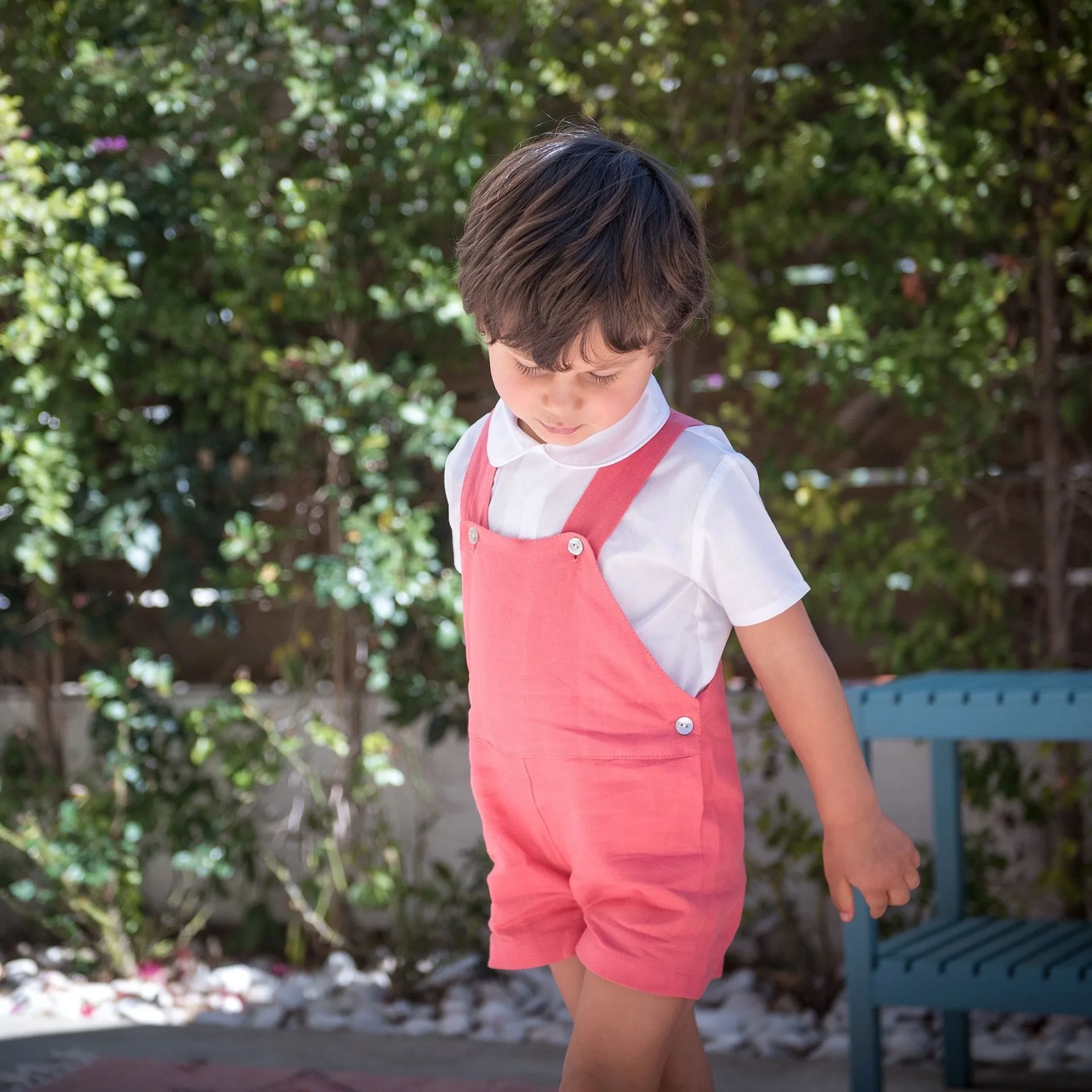 Coral Linen Shortalls