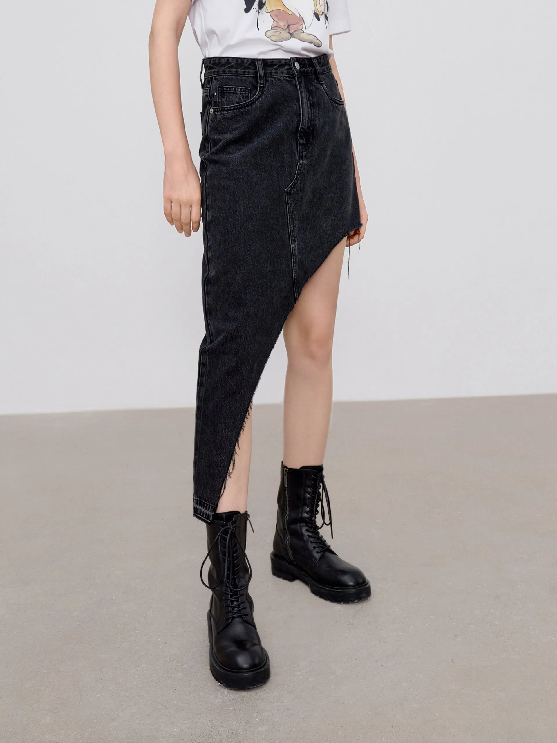 Cotton Irregular Denim Skirt
