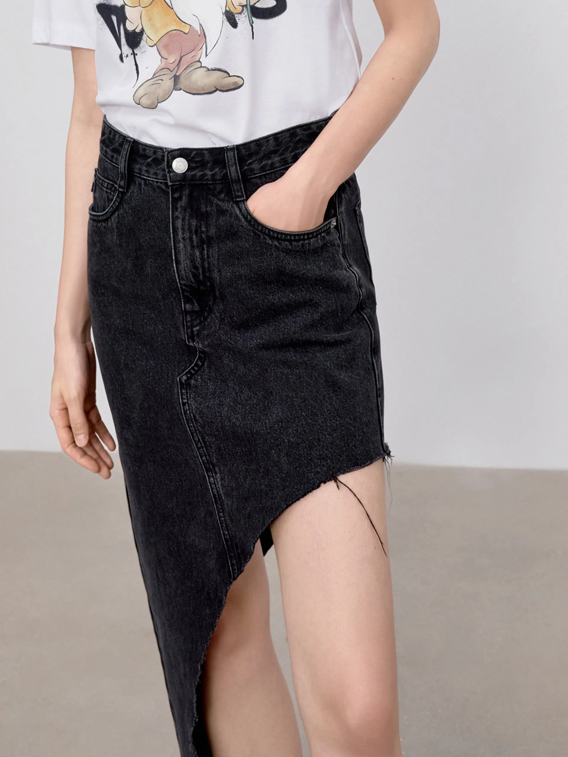 Cotton Irregular Denim Skirt