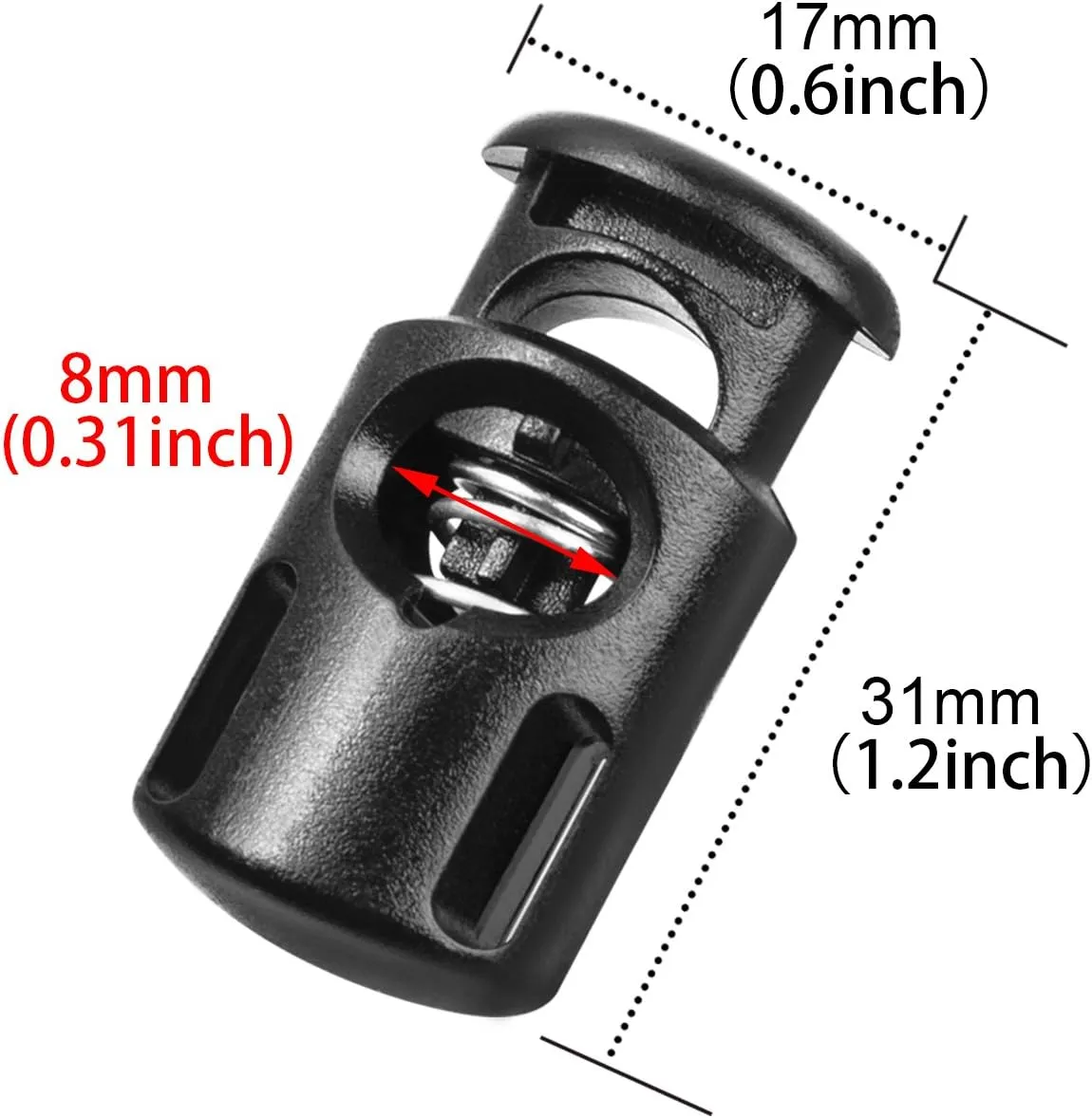 DYZD Plastic Cord Locks End Spring Stop Toggle Stoppers Multi-Colour (10PCS, Black)