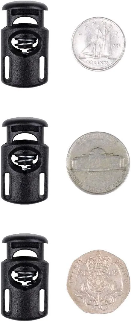 DYZD Plastic Cord Locks End Spring Stop Toggle Stoppers Multi-Colour (10PCS, Black)