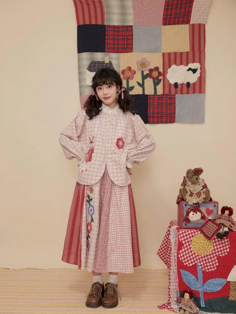 Flower Patchwork Shirt Half Skirt【s0000010348】