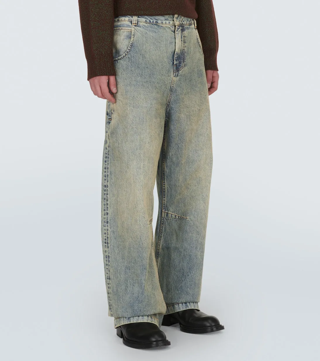 gem Entire Studios low waist wide leg jeans, blue