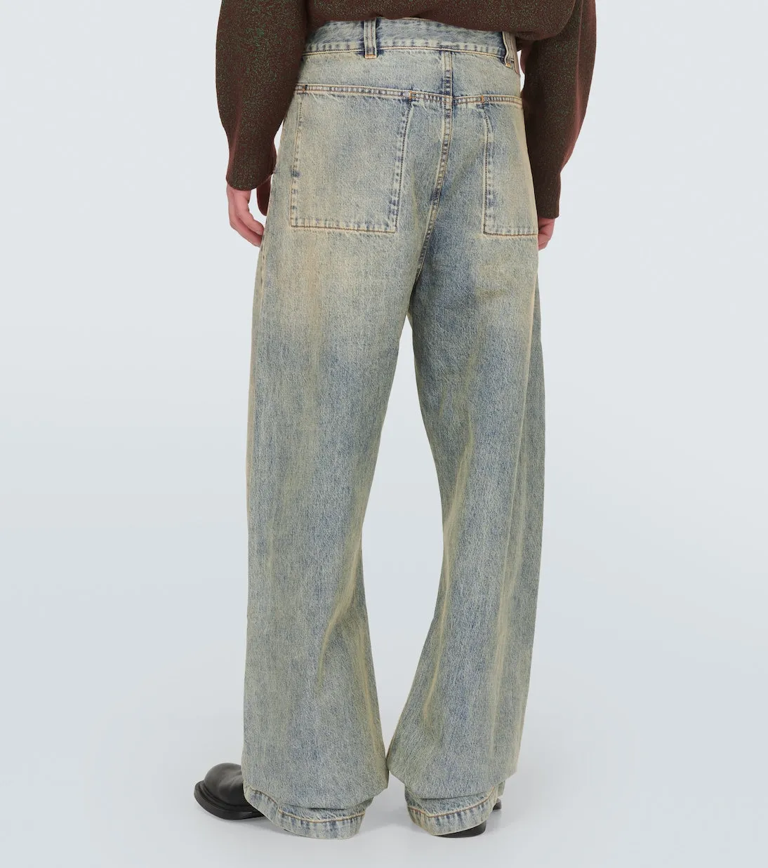gem Entire Studios low waist wide leg jeans, blue