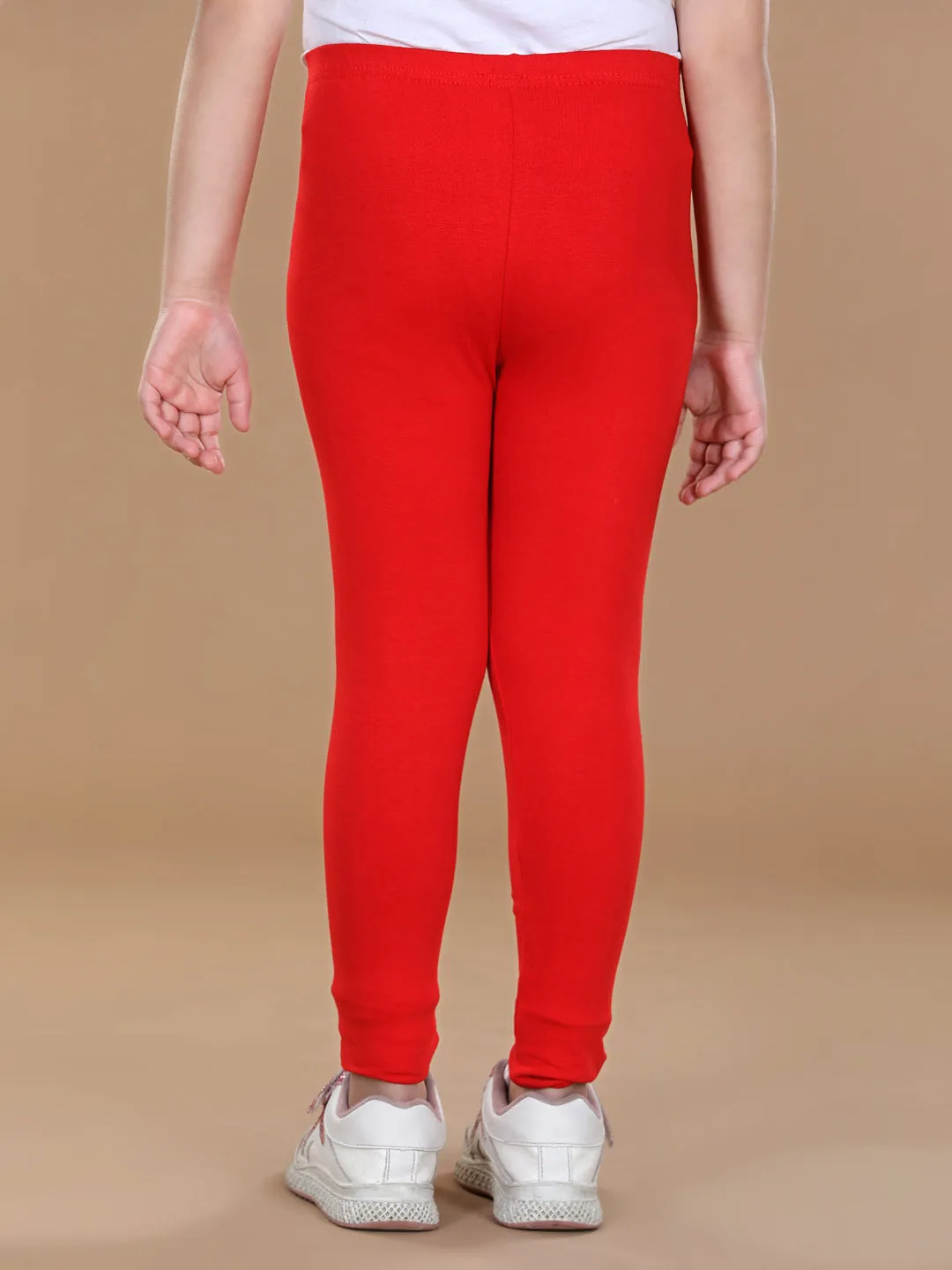 Girl's Pack Of 2 Solid Leggings- Red & Black - Stylestone Kid