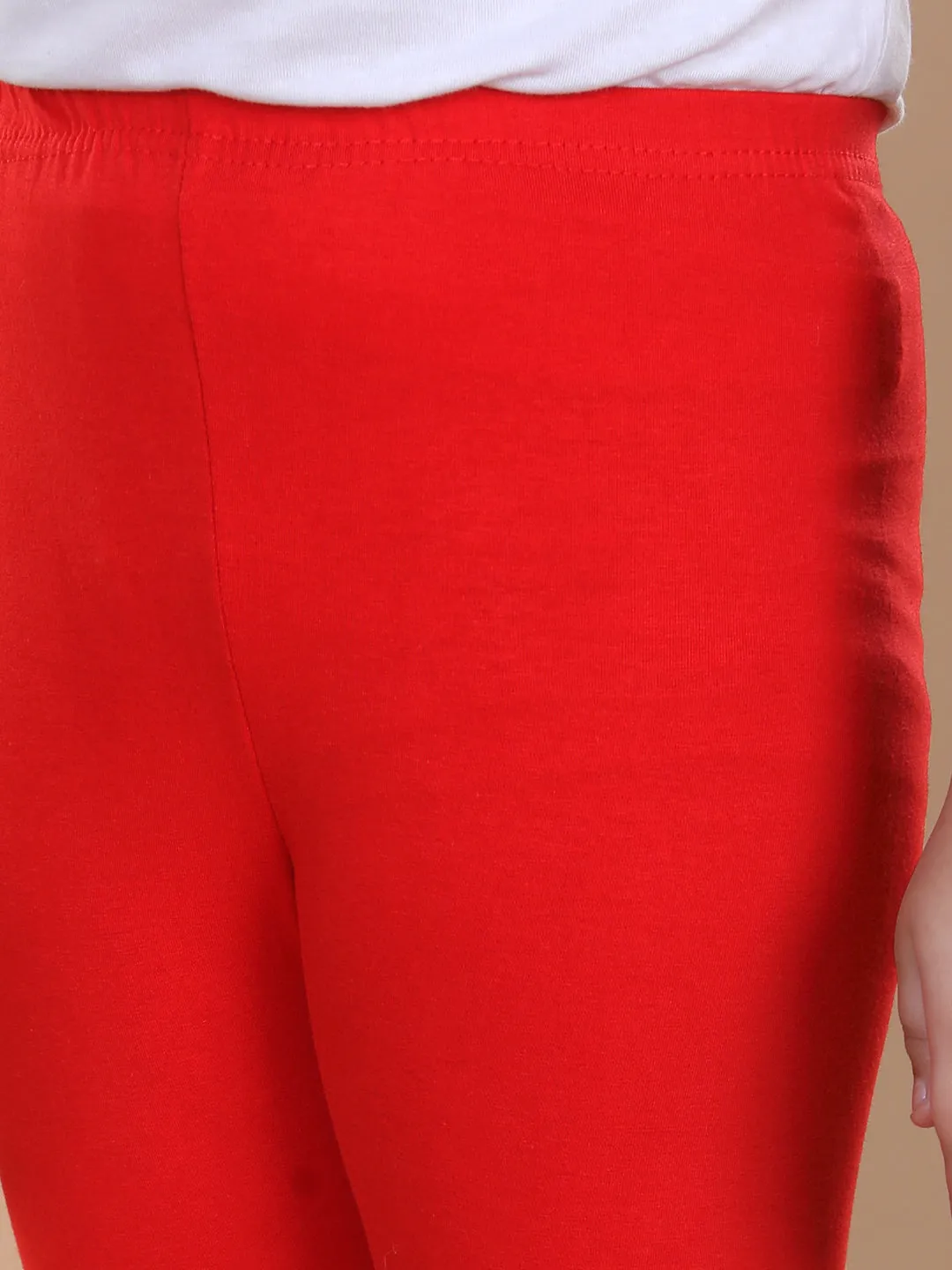 Girl's Pack Of 2 Solid Leggings- Red & Black - Stylestone Kid