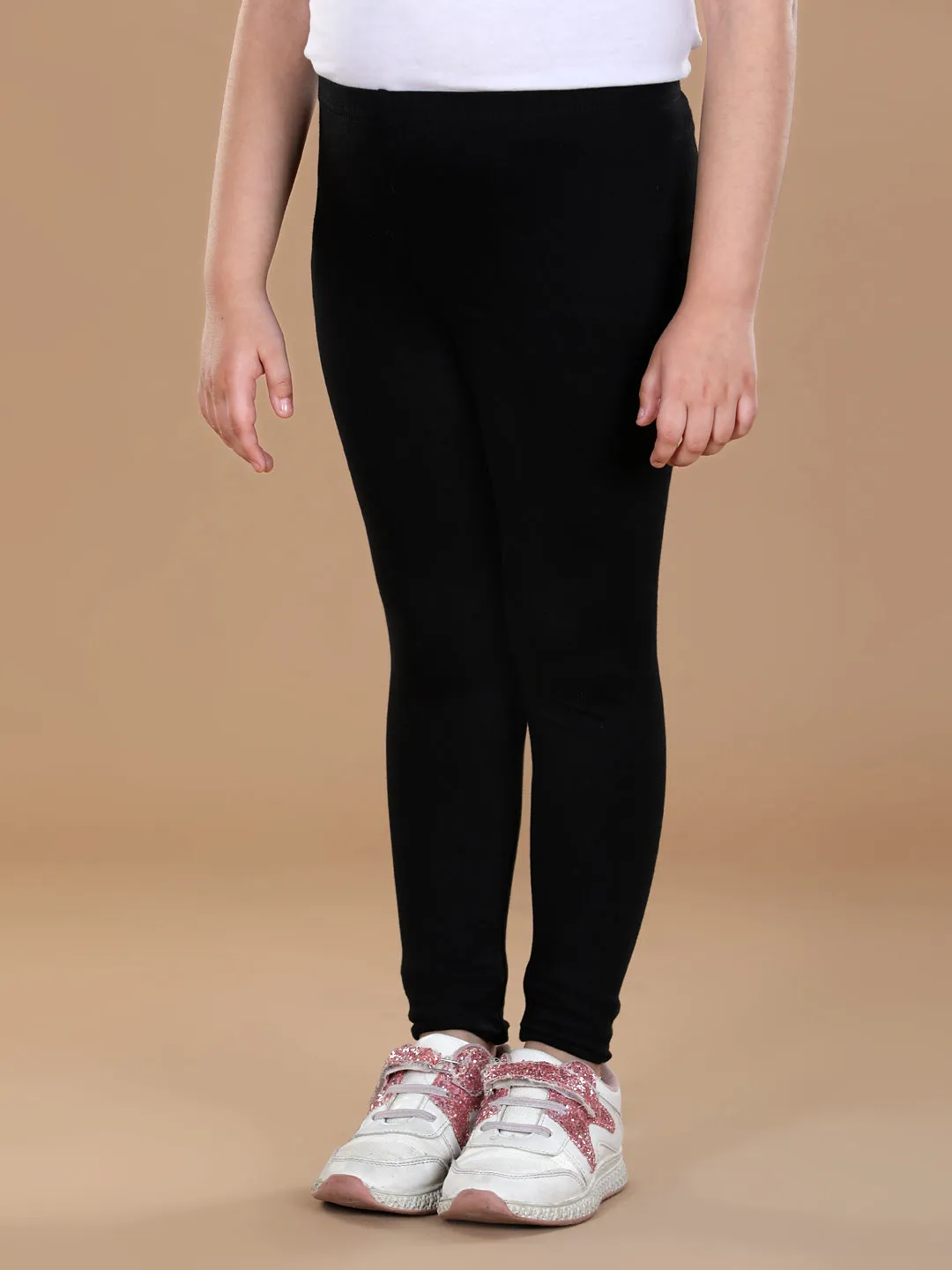 Girl's Pack Of 2 Solid Leggings- Red & Black - Stylestone Kid