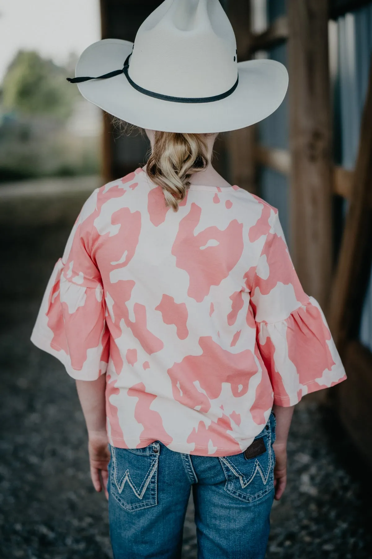 Girls Pink Wrangler Cowprint Top (XS-S Only)