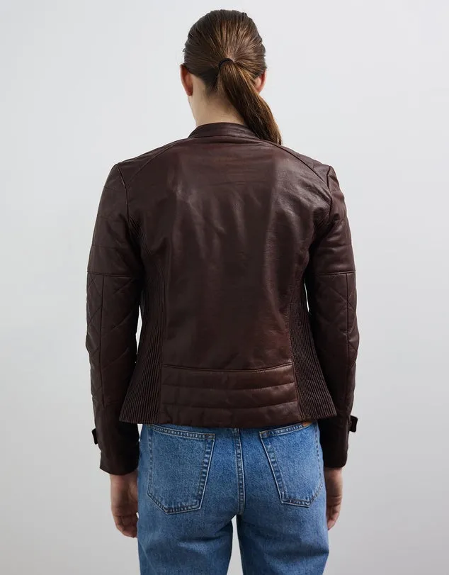 Gramercy Quilted Moto Jacket in Shiraz Leather
