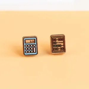Hand-Painted Calculator and Abacus Wooden Earrings - PET15238