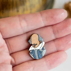 Hand-painted William Shakespeare Portrait Wooden Pin Badge - PO44125