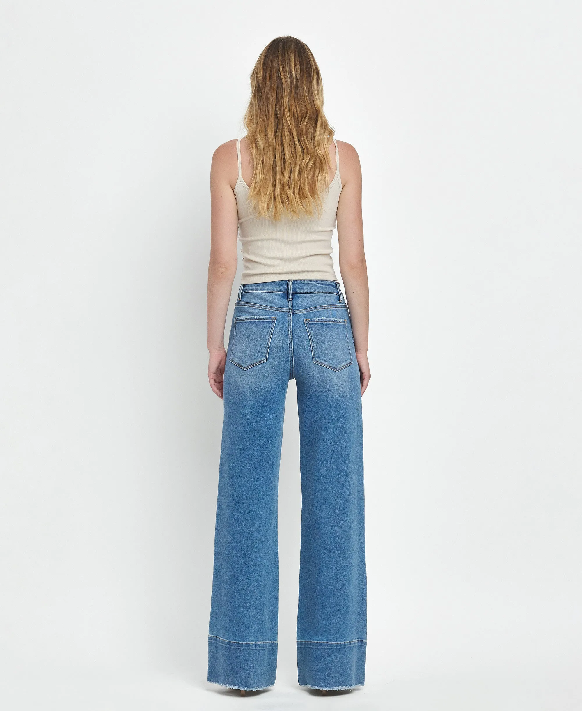High Rise A-Line Wide Jeans