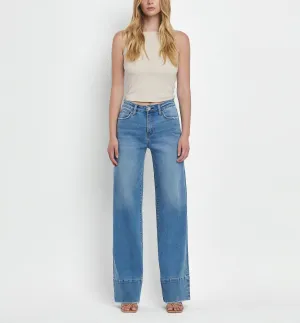 High Rise A-Line Wide Jeans