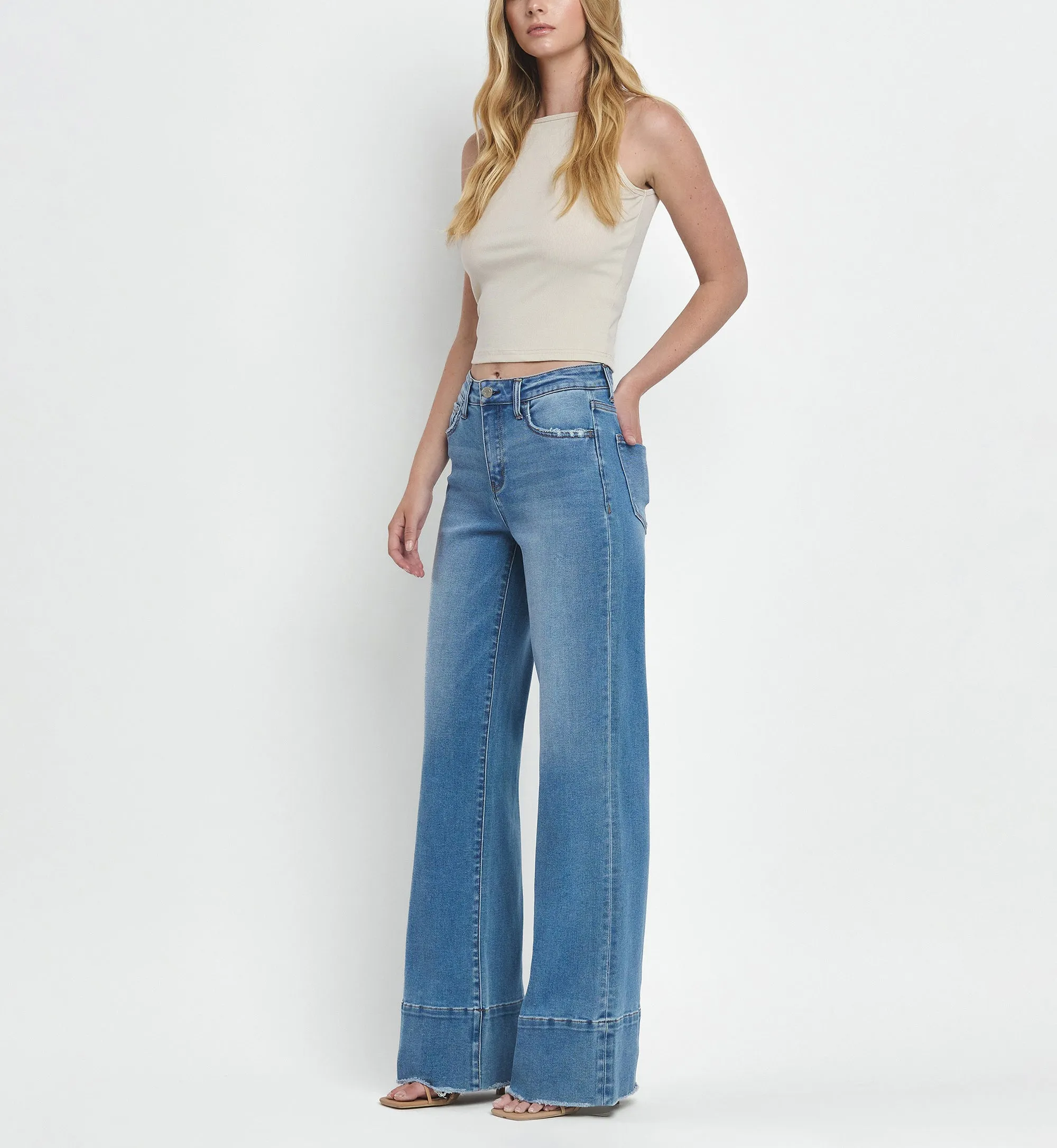 High Rise A-Line Wide Jeans